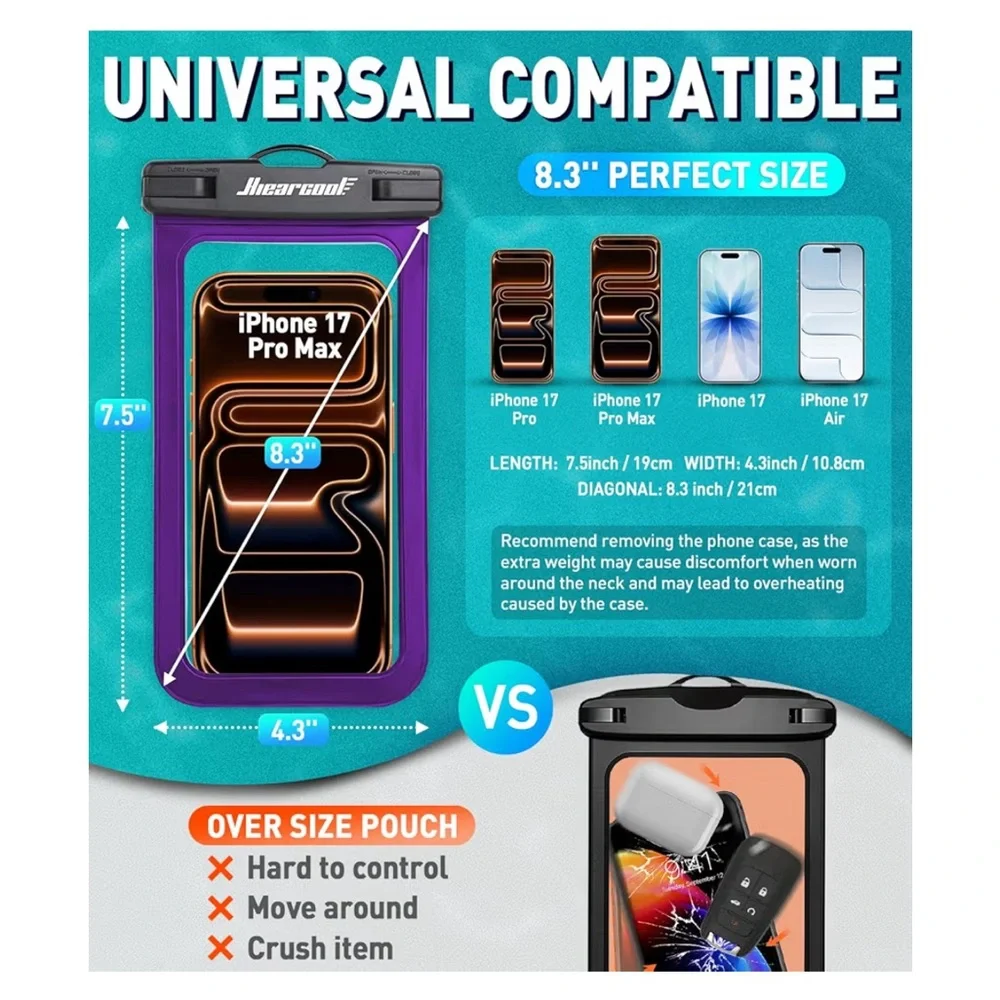 Hiearcool BEACH ESSENTIALS-SUPERIOR WATERPROOF Phone Pouch set of 2 Teal Blue